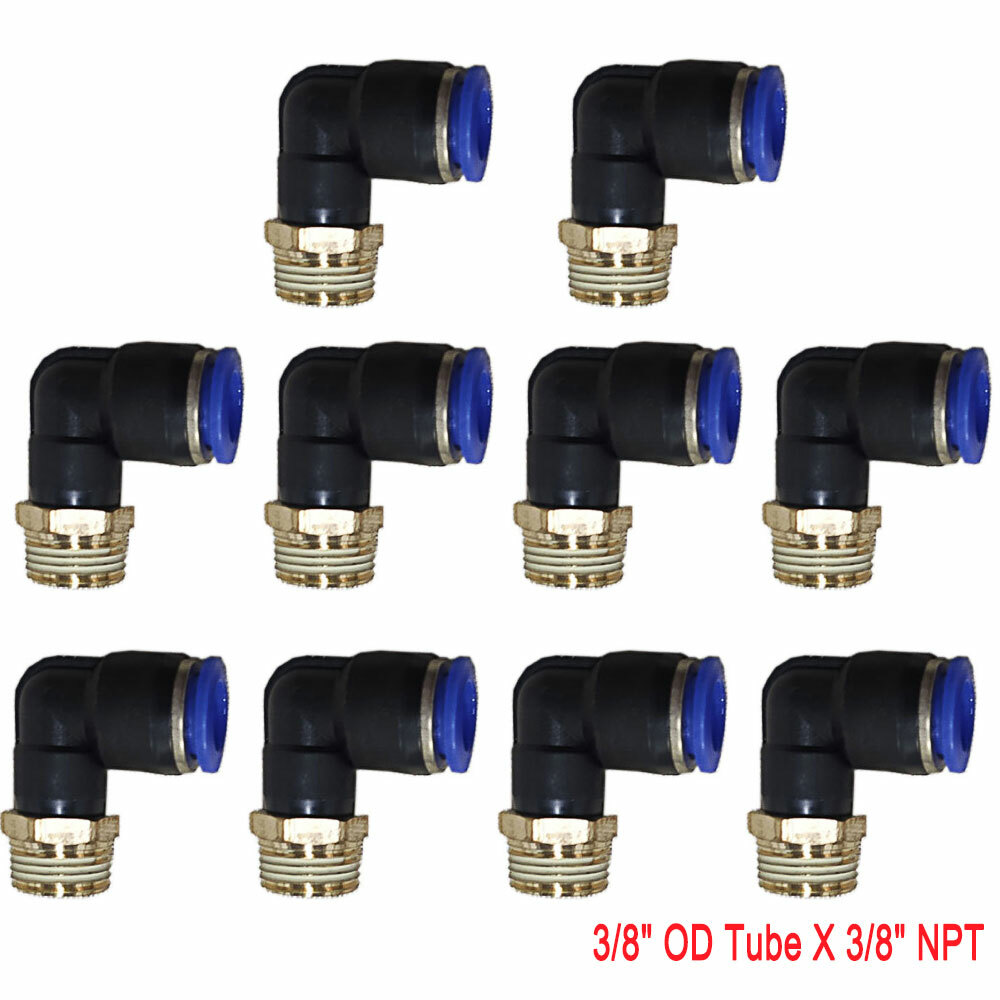 3/8″ OD Tube X 3/8″ NPT 10Pcs Pneumatic Male Elbow Push To Connect Air Fittings