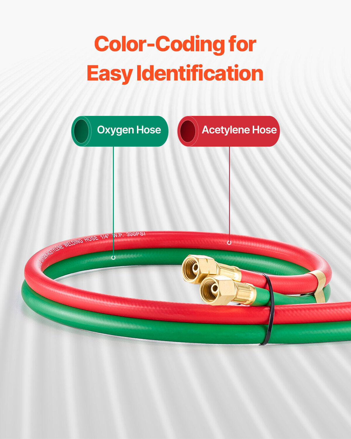 Oxygen Acetylene Hose 1/4-Inch x 25FT T Grade Hose 300PSI Max Working Pressure