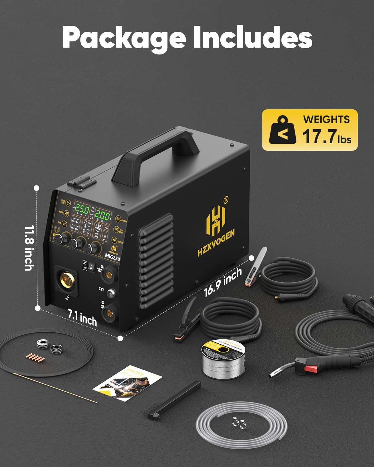 250A Aluminum MIG Welding Machine 110/230V Gas MIG FLUX CORE TIG MMA Welder Set