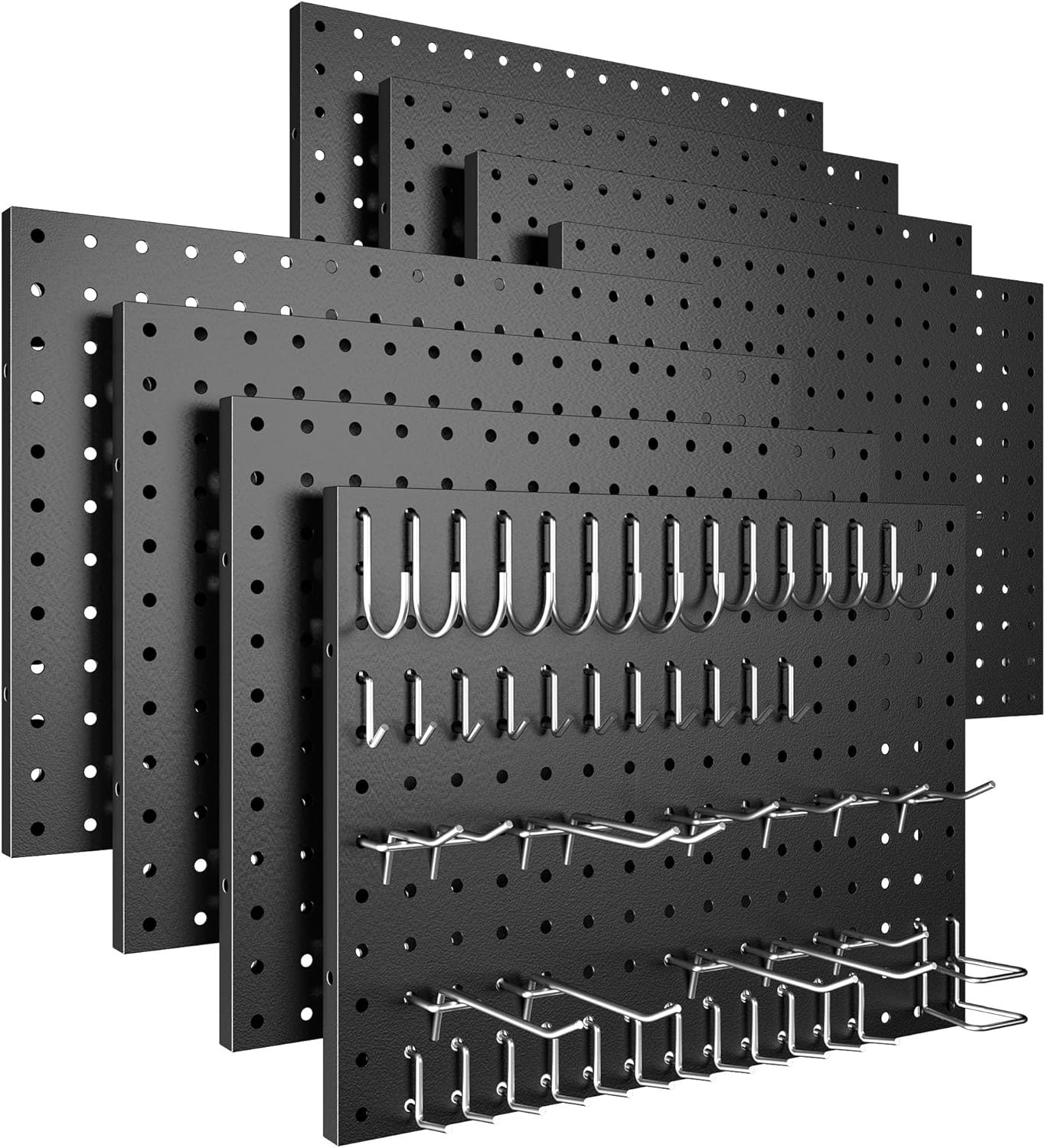 Metal pegboard, 8 pieces per pack, with 50 hooks