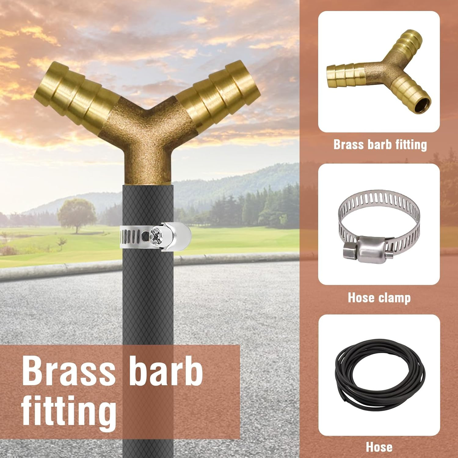 1/4” Hose Barb Fitting Y Shaped 3 Way Union, Brass Barbed Splitter Splicer Ad…