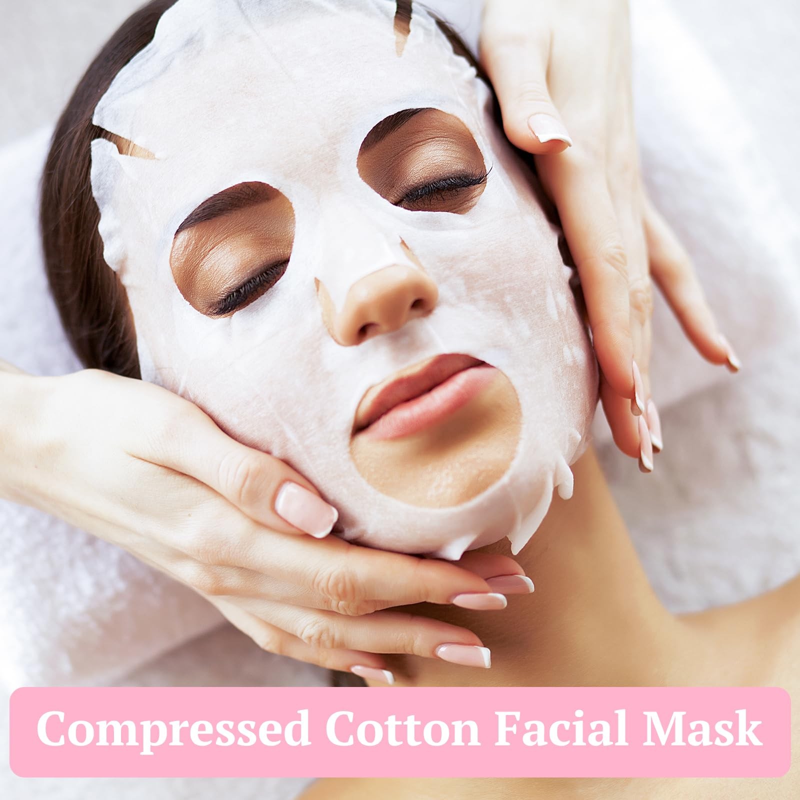 Khrgovd 100PCS Compressed Cotton Facial Mask 1 Count (Pack of 100), White