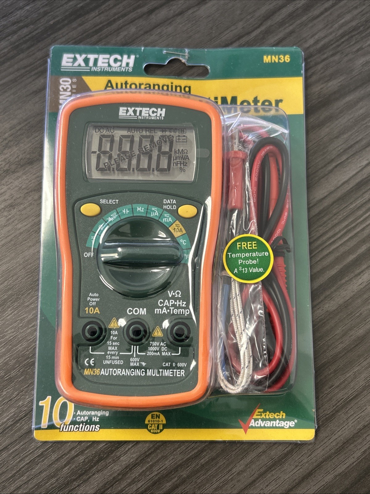 Extech MN36 MiniTec Autoranging Digital Mini Multimeter – 600 V AC/DC, 10 A
