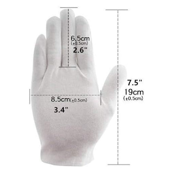 3 Pairs White Cotton Gloves Moisturizing SPA Eczema Work Liner Inspection