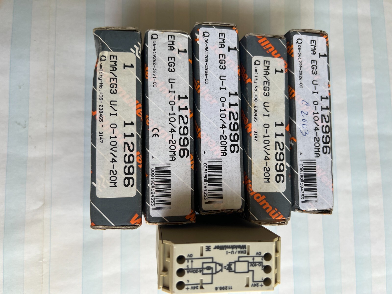 7X WEIDMULLER 112996 / EMA EG3 U-I, 0-10V to 4-20MA SIGNAL CONVERTER