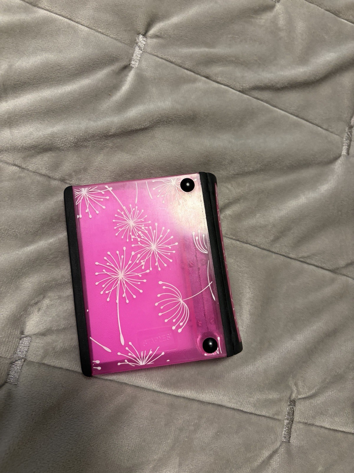 Pink/Black Floral Dandelion Mini 3-Ring Daily Use Binder Notebook