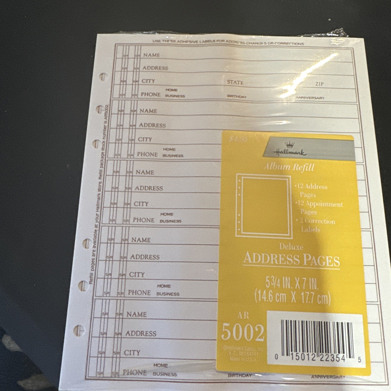 5 3/4 x 7 Inches Address BOOK REFILL 48 Pages Fits Older Hallmark 24 sheets