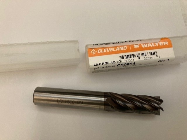 CLEVELAND WALTER 1/2″ 6 FLUTE END MILL CENTER CUT HIGH HELIX 2MZR8 TICN