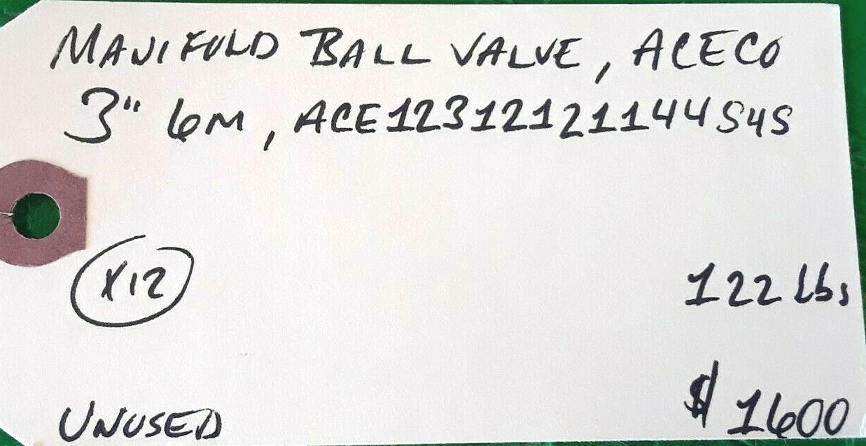 🟠 ACECO 3″ 6M MANIFOLD BALL VALVE PESSCO IS OFFERING 1 C100421-1-12 🗽