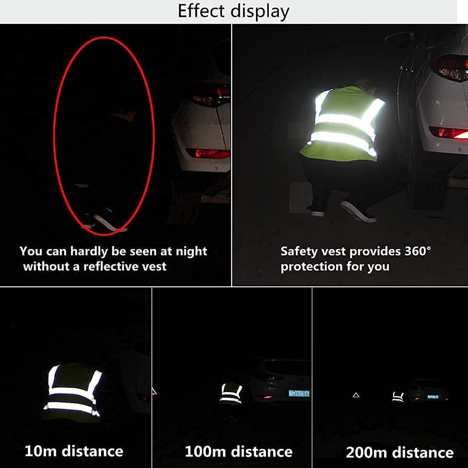 High Visibility Reflective Stripes Safety Vest Construction Site Road Car Work