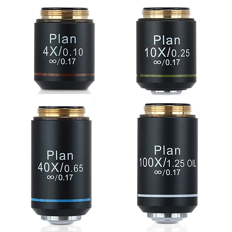 4X 10X 40X 100X 195 Infinity Plan Objective Lens RMS 20.2mm Microscope Objective