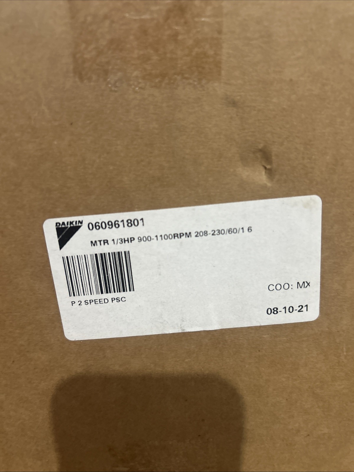 DAIKIN McQuay 060961801 PSC Motor 1/3 HP 900-1100rpm 208-230/60/1 6-PL 2-Speed