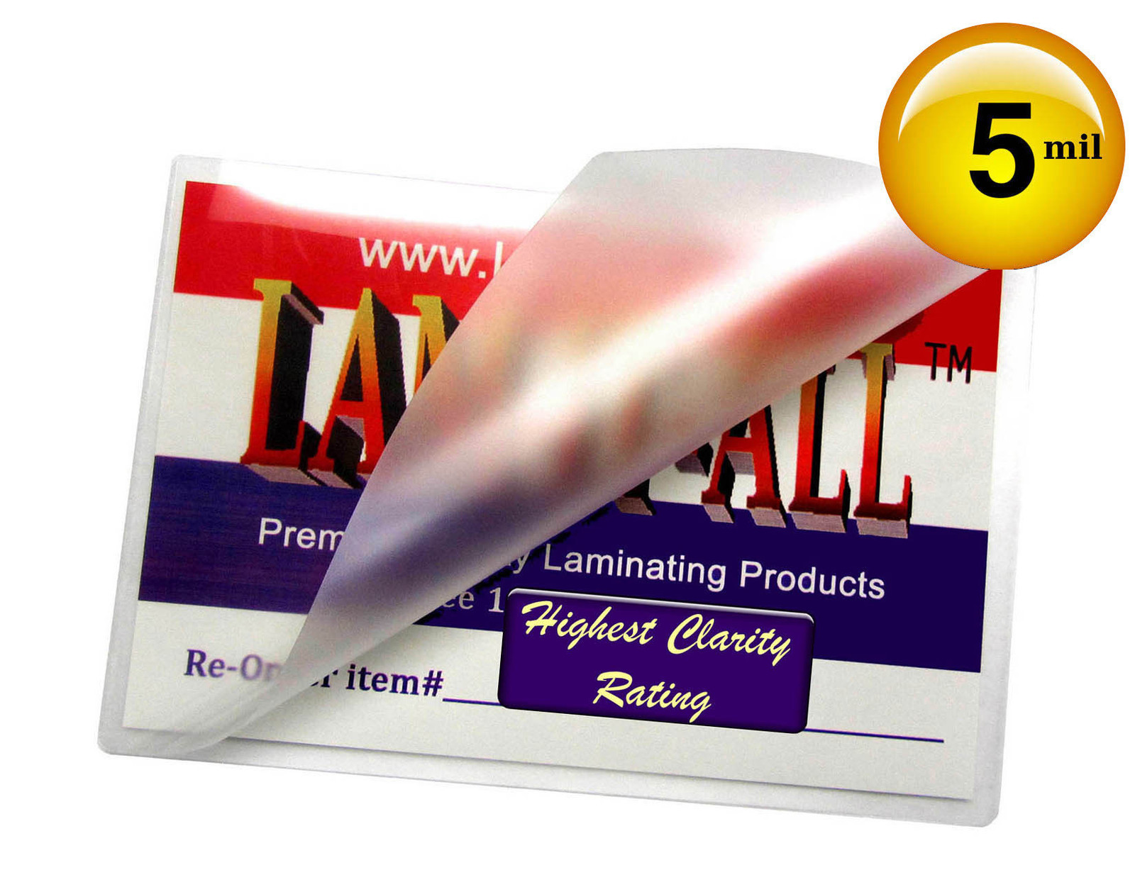 LAM-IT-ALL Hot 5 Mil Business Card Laminating Pouches 2.25 x 3.75 [100/pk] Clear