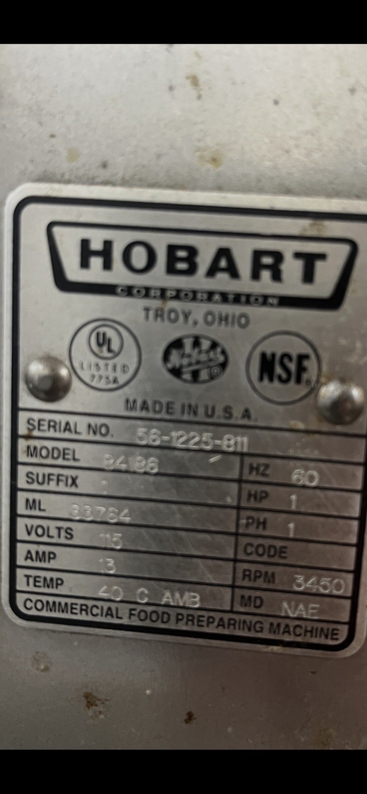 18″ HOBART 84186 Buffalo Chopper – 15LB Capacity – 115V/1HP- Great Condition!