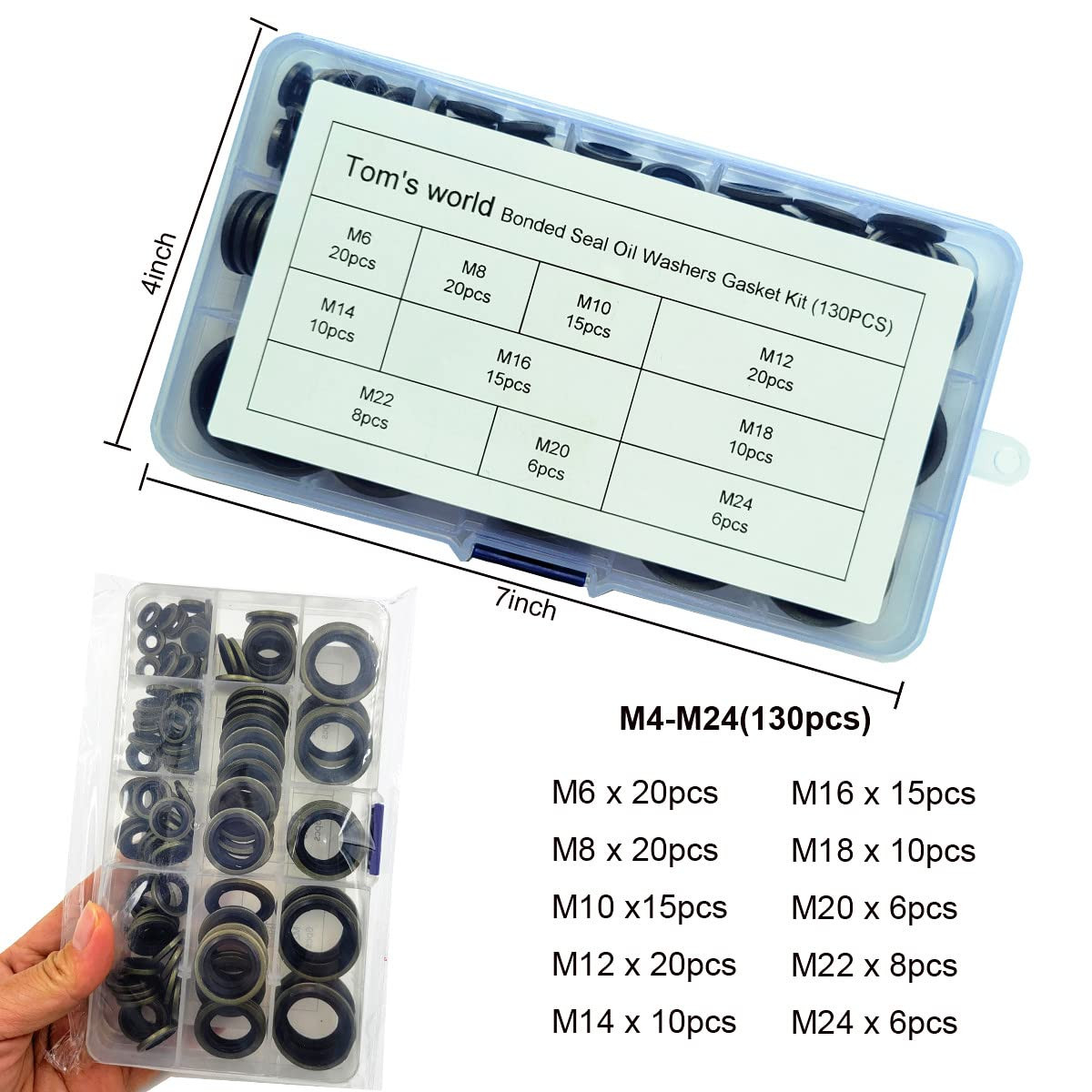 130Pcs Self-Centered Bonded Seal Oil Washers Gasket Assortment Kit for Plumbing,