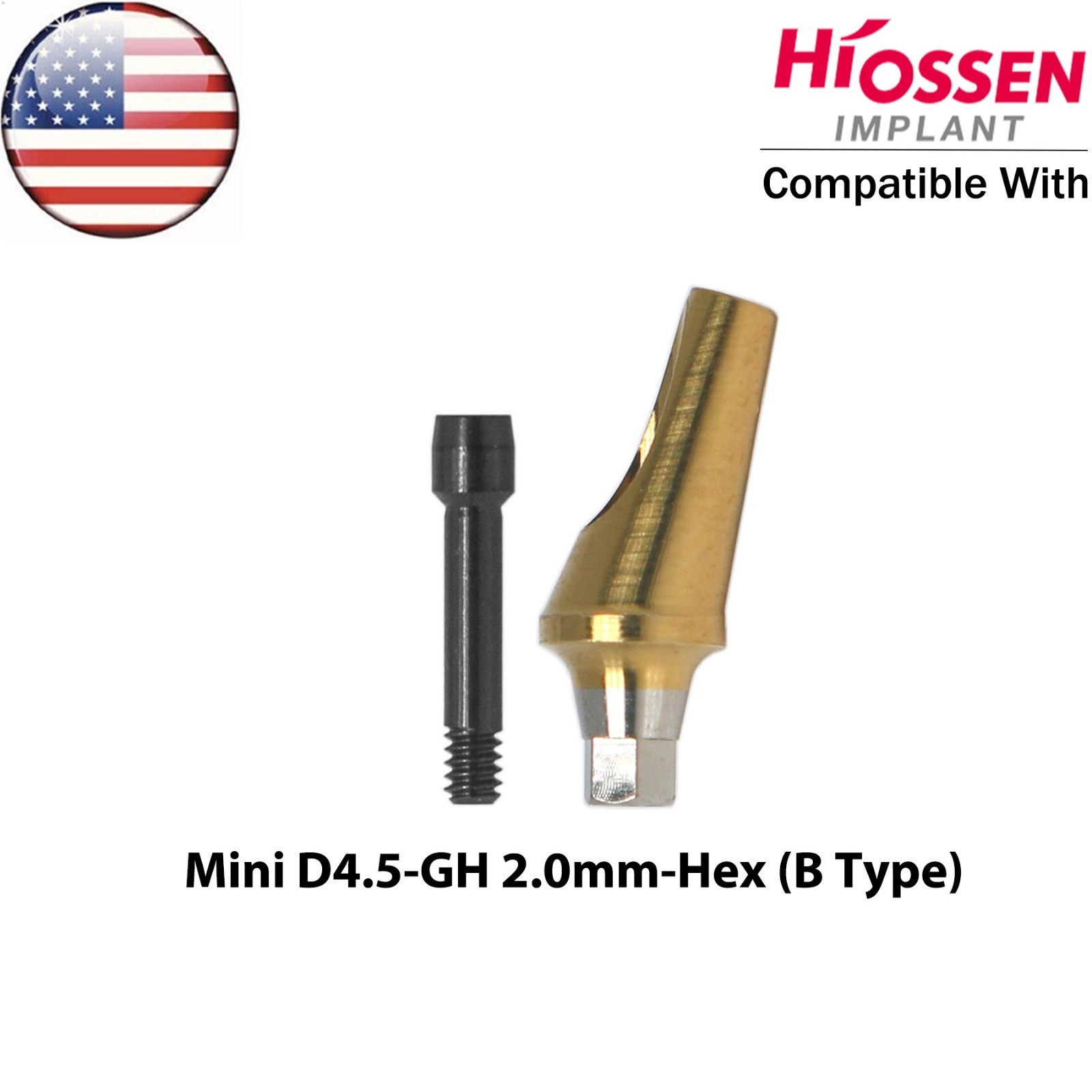 US Dental 17° Angled Anatomic Abutment Mini Regular Ø4.5/5.0mm Fit Hiossen Oss