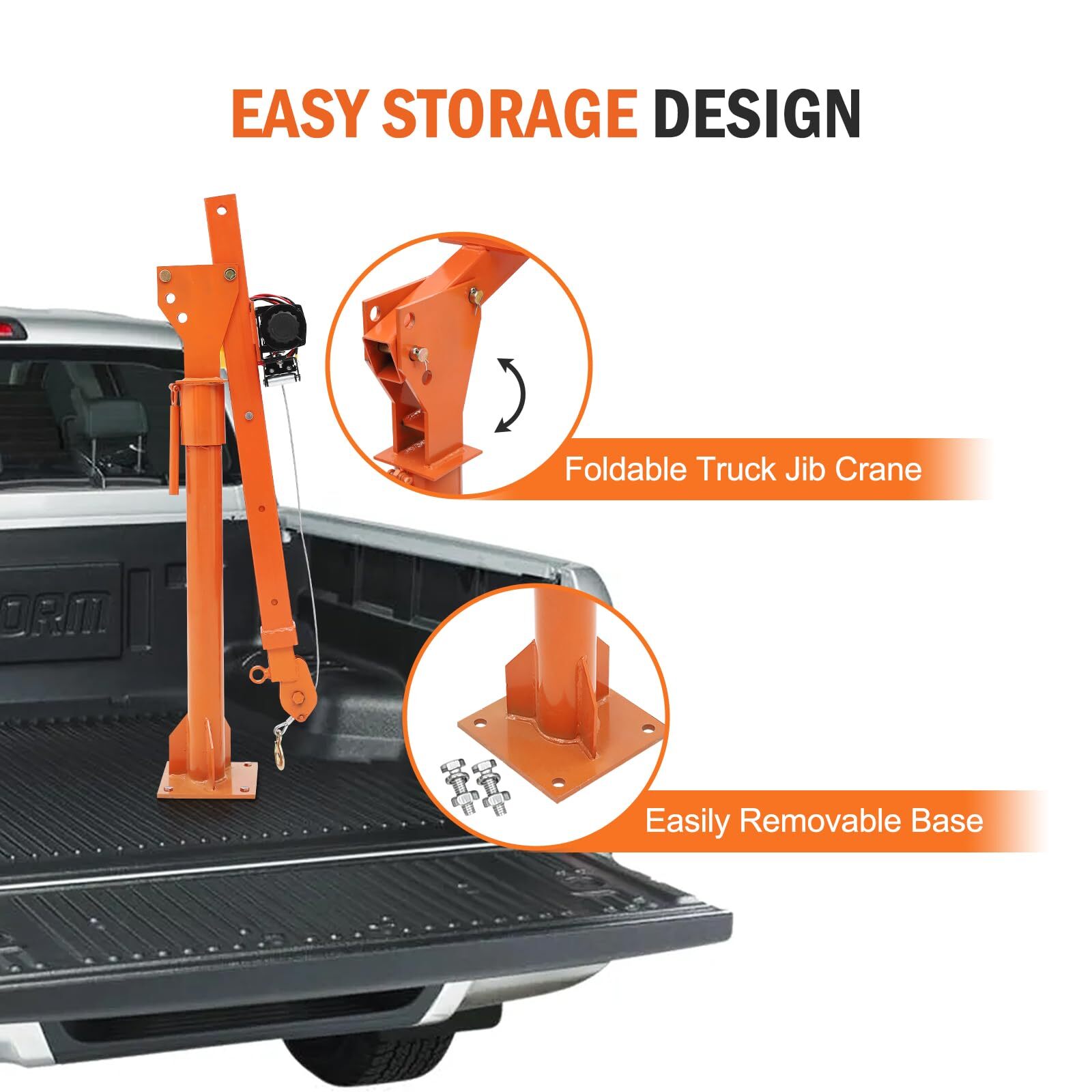 1100 Lbs Truck Hoist Crane Folding Truck Mounted W/Electric Winch 3500Lbs Pickup