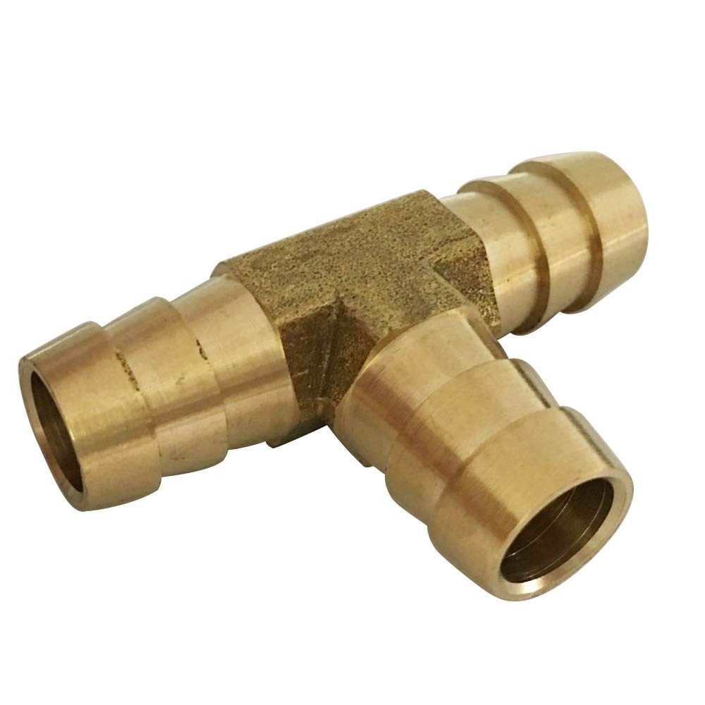 3/8″ x 3/8″ x 3/8″ Barbed Tee Brass Barb T Hose Fitting 3 Way Connector Fuel/…