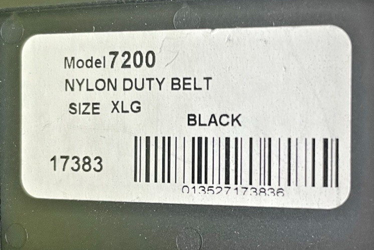 Bianchi Accumold Nylon Duty belt, model 7200, 46-52″, Size XLG