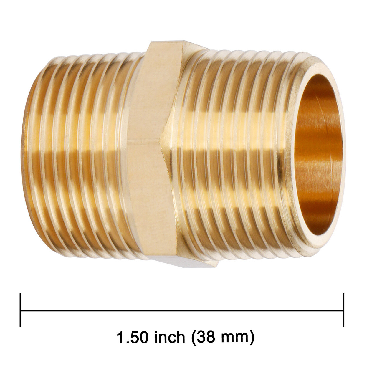 U.S. Solid Brass Fitting Hex Nipple NPT 3/4″ Male x 3/4″ Male, 1pc