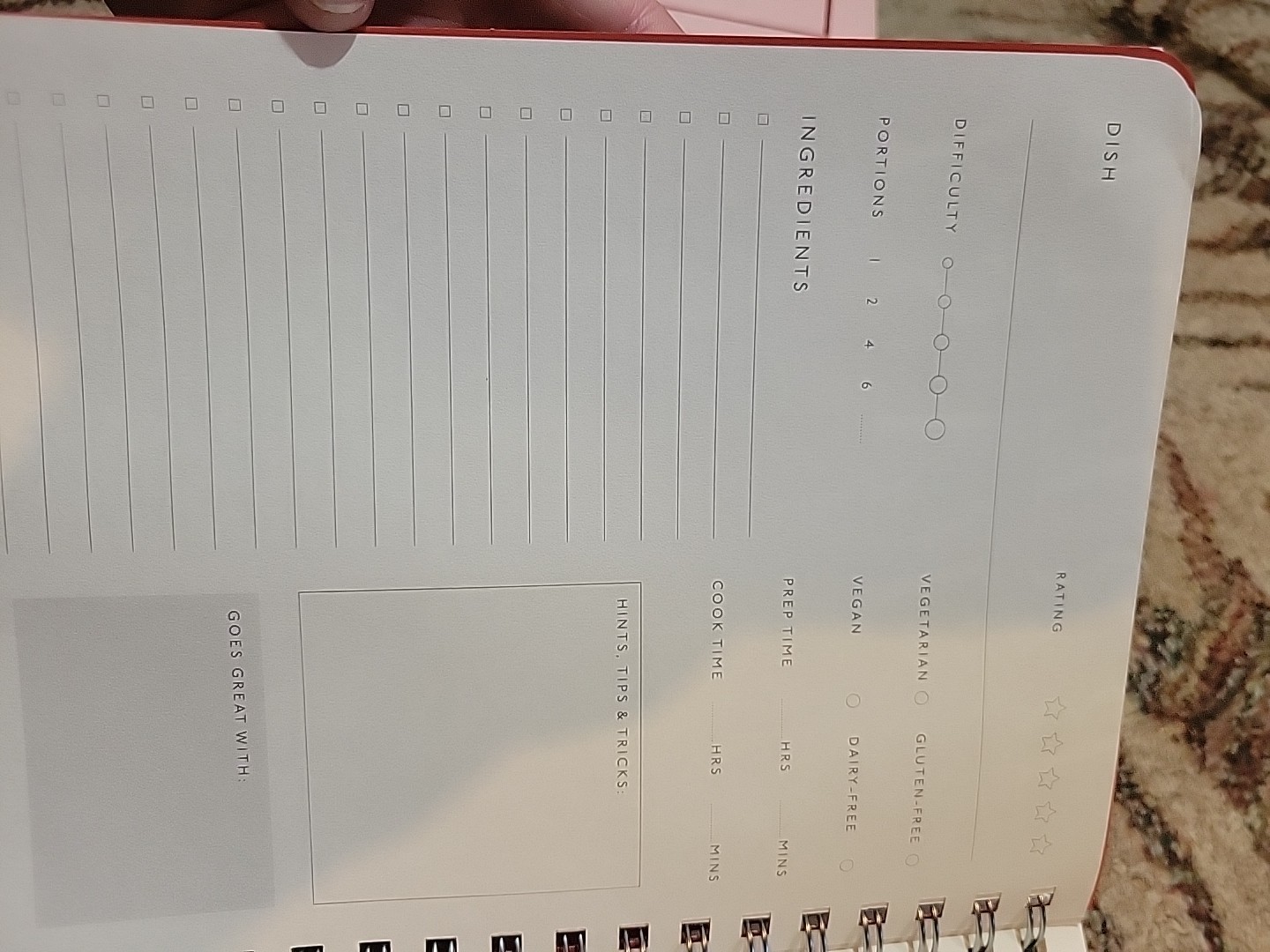 Papier Recipe Journal, Brand New *READ*