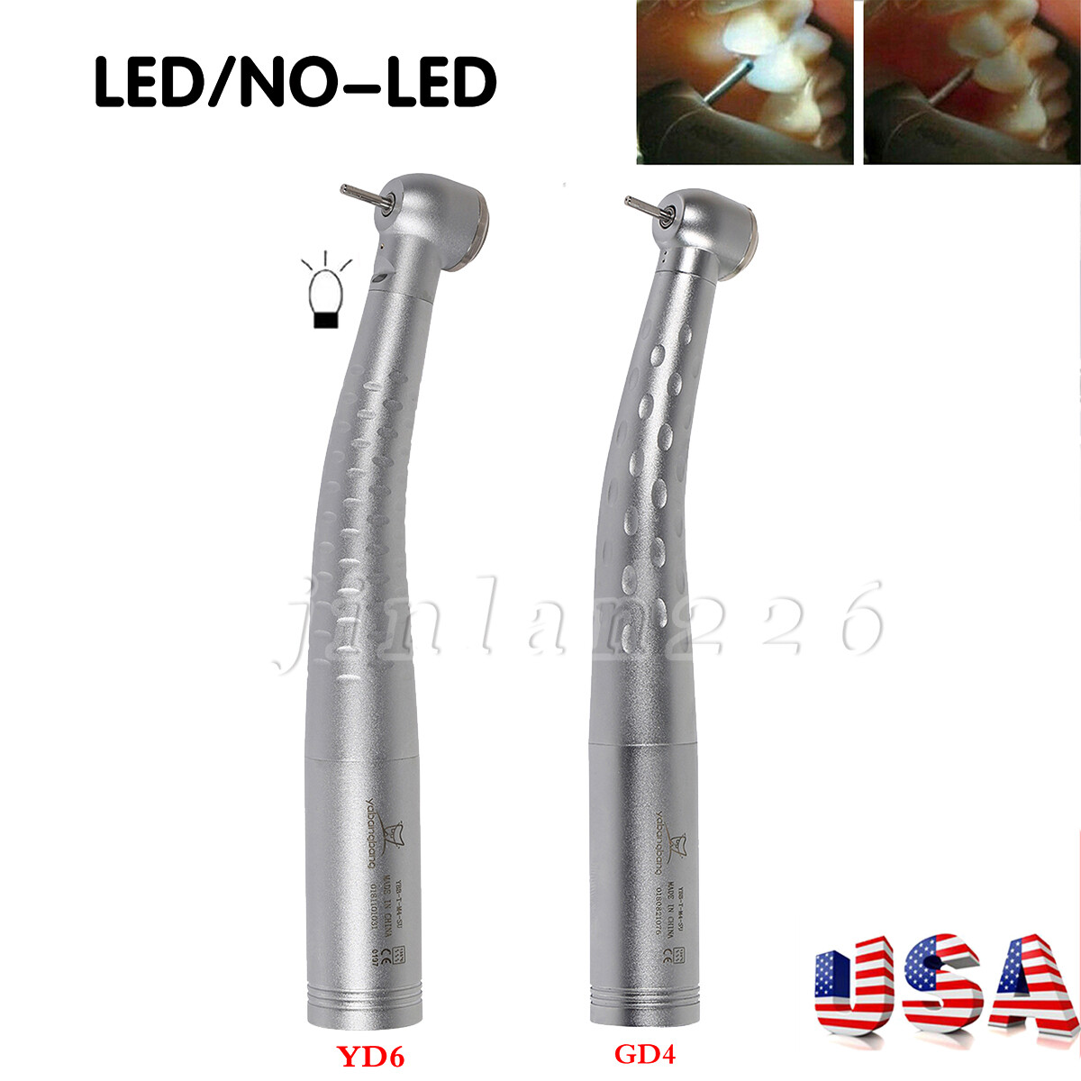 Yabangbang Dental High Speed /LED Fiber Optic Handpiece/4/6 Holes Quick Coupler