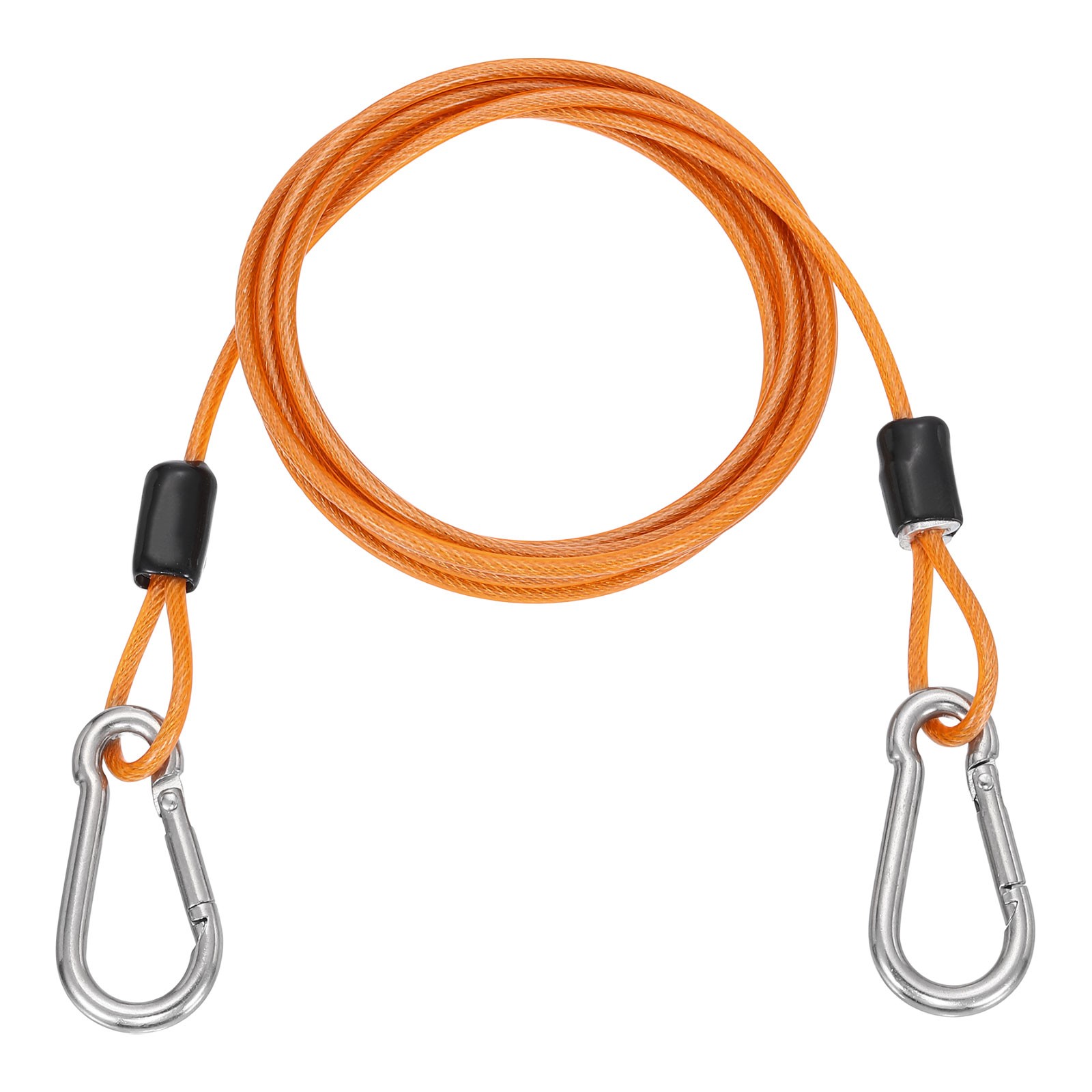 1Pcs 4.9ft (59.1″) Security Steel Cable with Snap Hook for Travel, Clear Orange