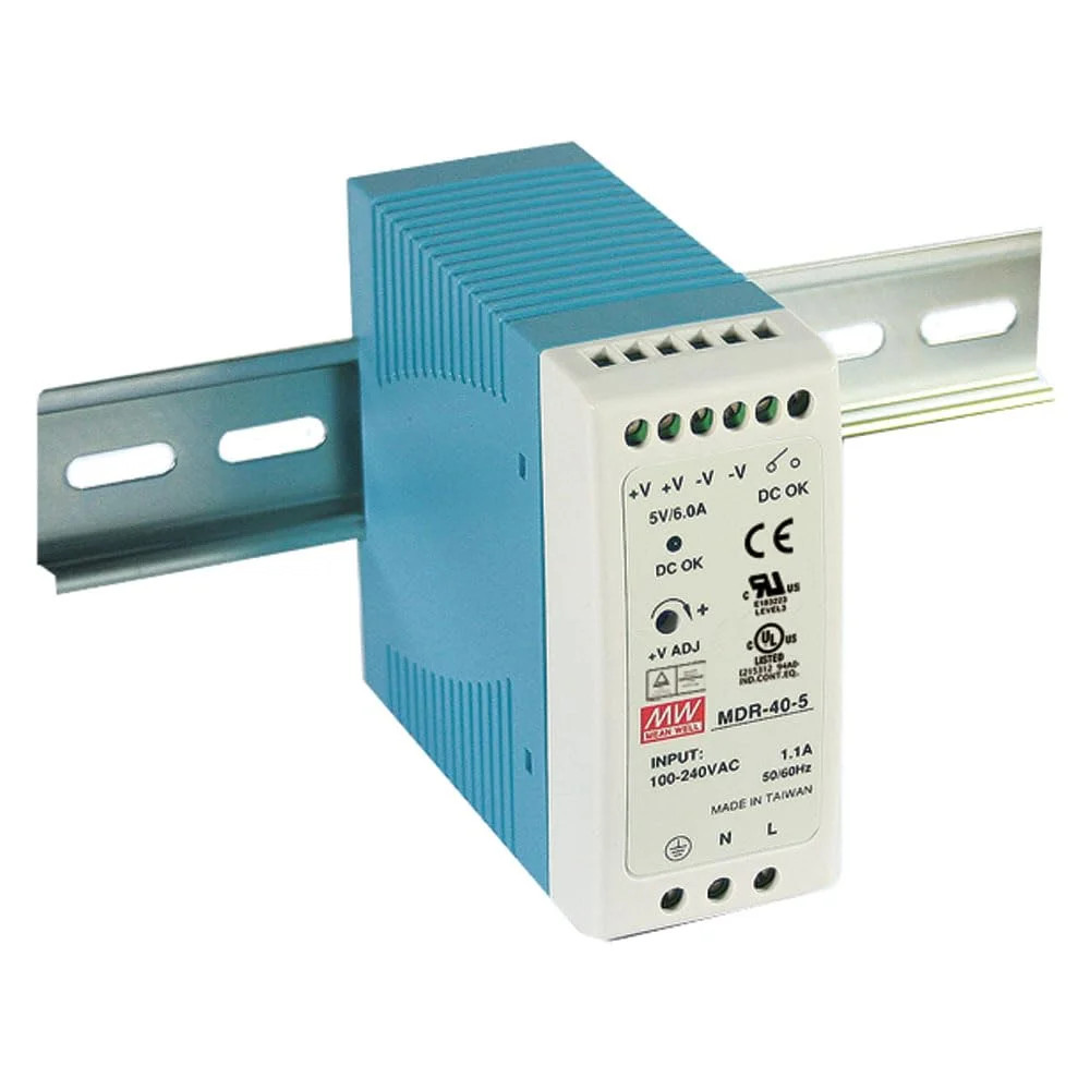 Mean Well MDR-40-24 Power Supply, DIN-Rail, 24 Volt, 1.7 Amp, 40.8 Watt, 3.9″ x