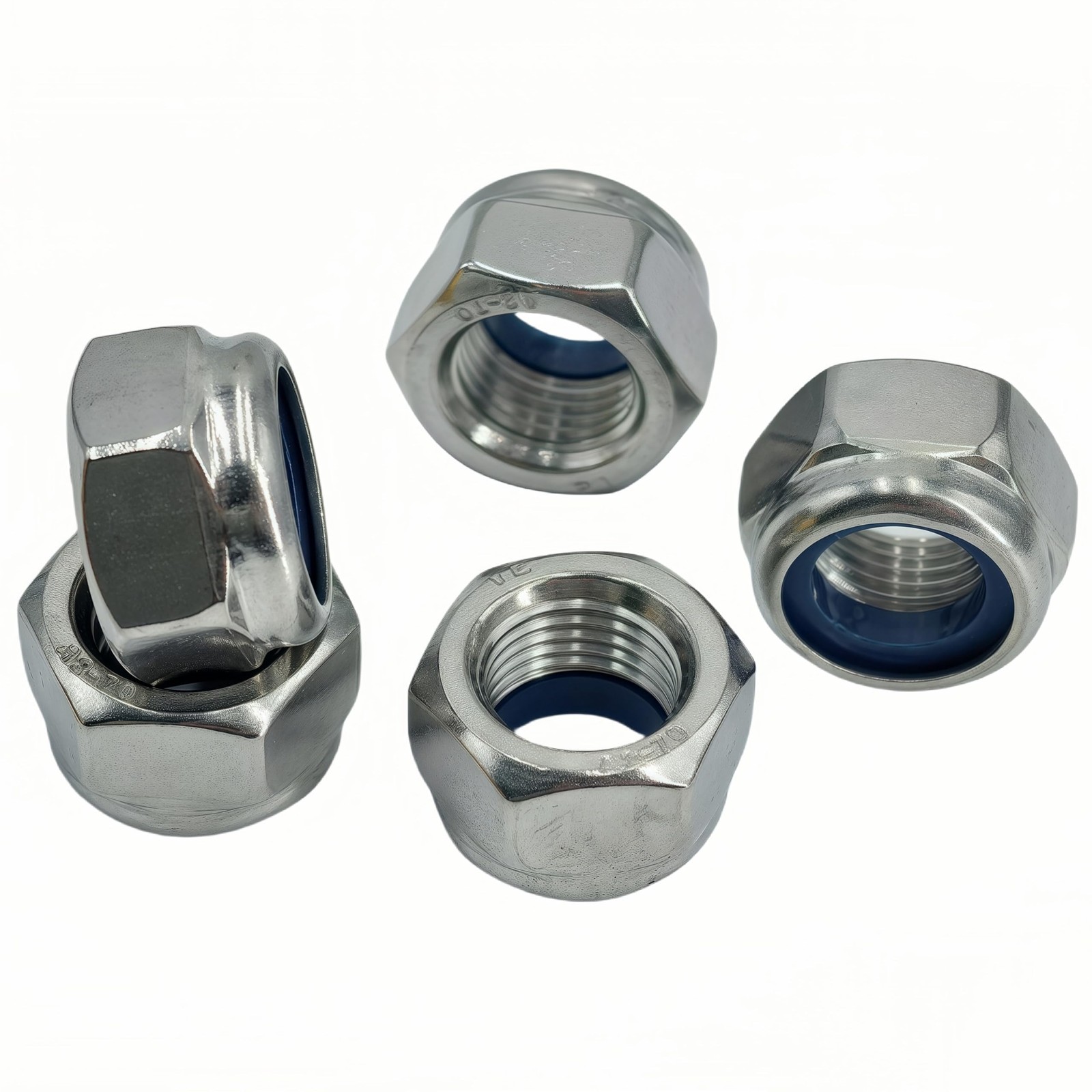 6Pcs M16x 1.5mm Nylon Insert Hex Lock Nuts 304 Stainless Steel LocknutsSilver…