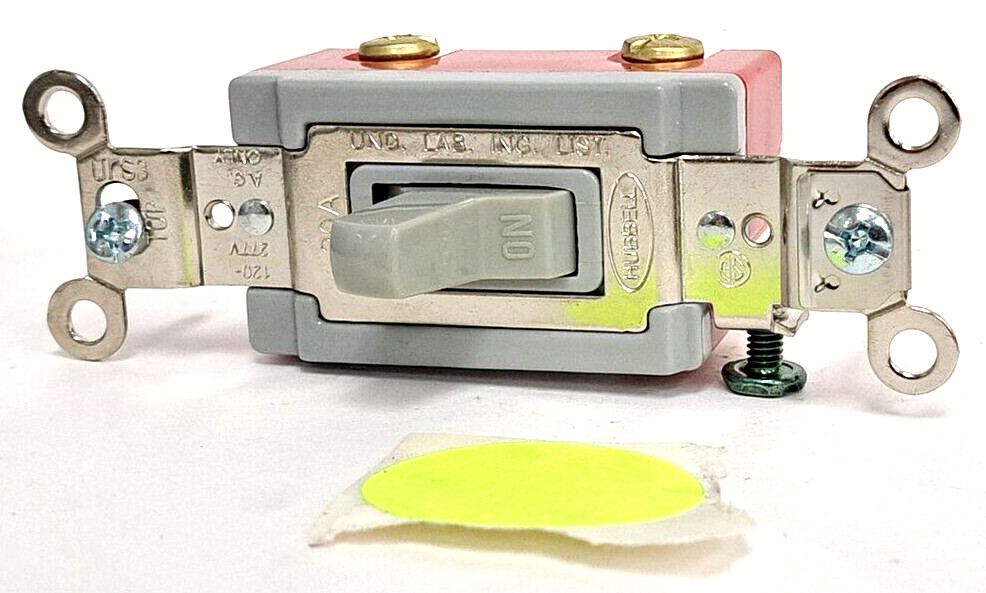 HUBBELL TOGGLE SWITCH 20A 120/277V BACK AND SIDE WIRED HBL1222GY