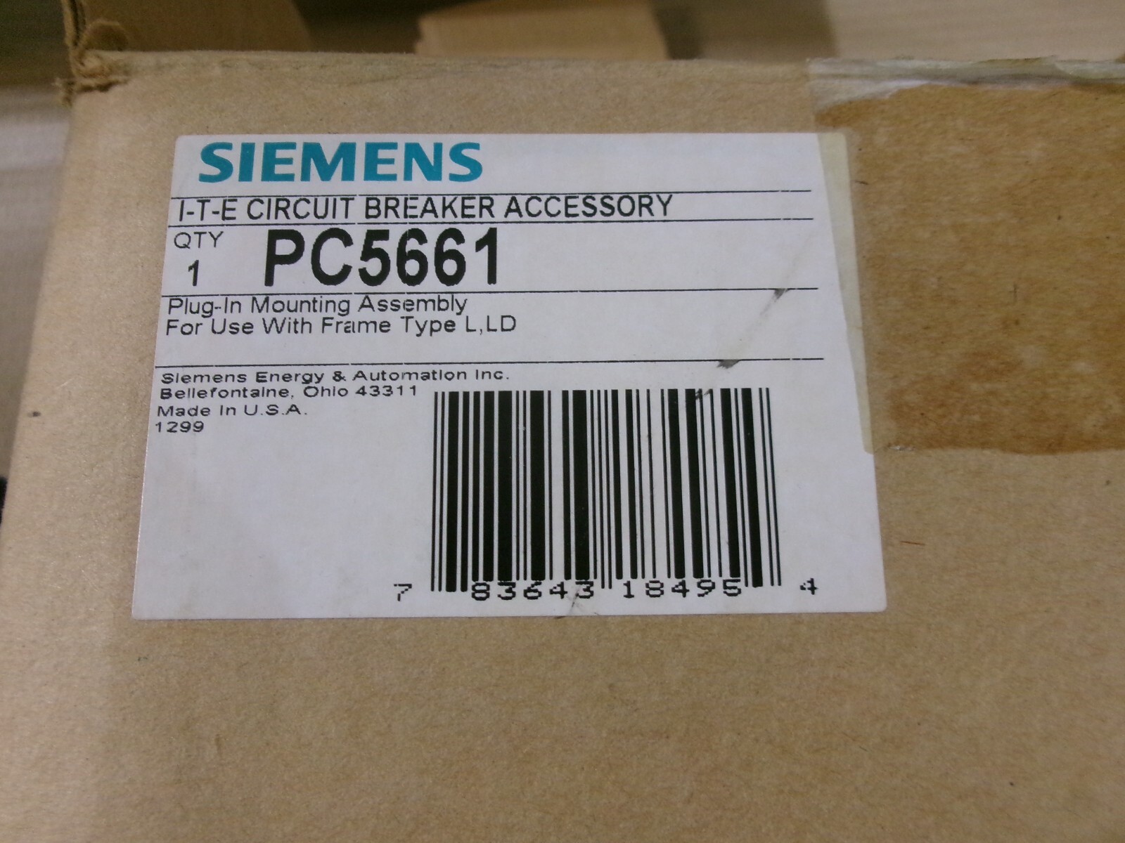 New Siemens PC5661 Plug-In Mounting Assembly For Frame Type L, LD AK
