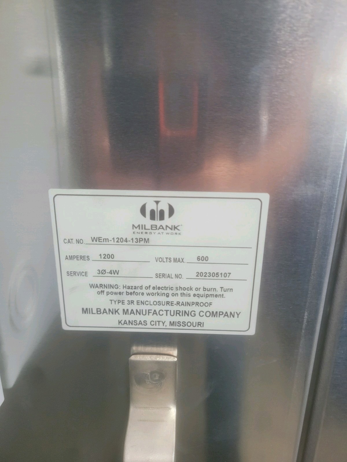 Milbank WEM-1204-13PM 1200A 3/4W 3R Transformer Cabinet 3R W/ 3 Phase Meter