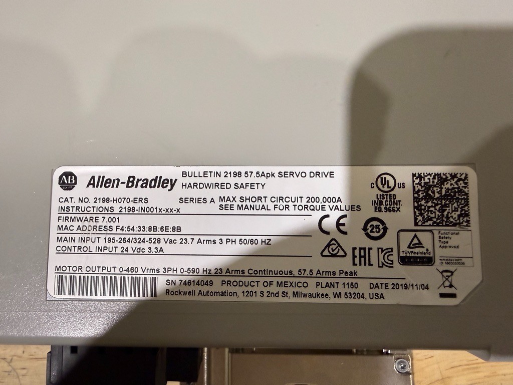 Allen-Bradley Kinetix Servo Drive – 2198-H070-ERS with DSL Converter Kit