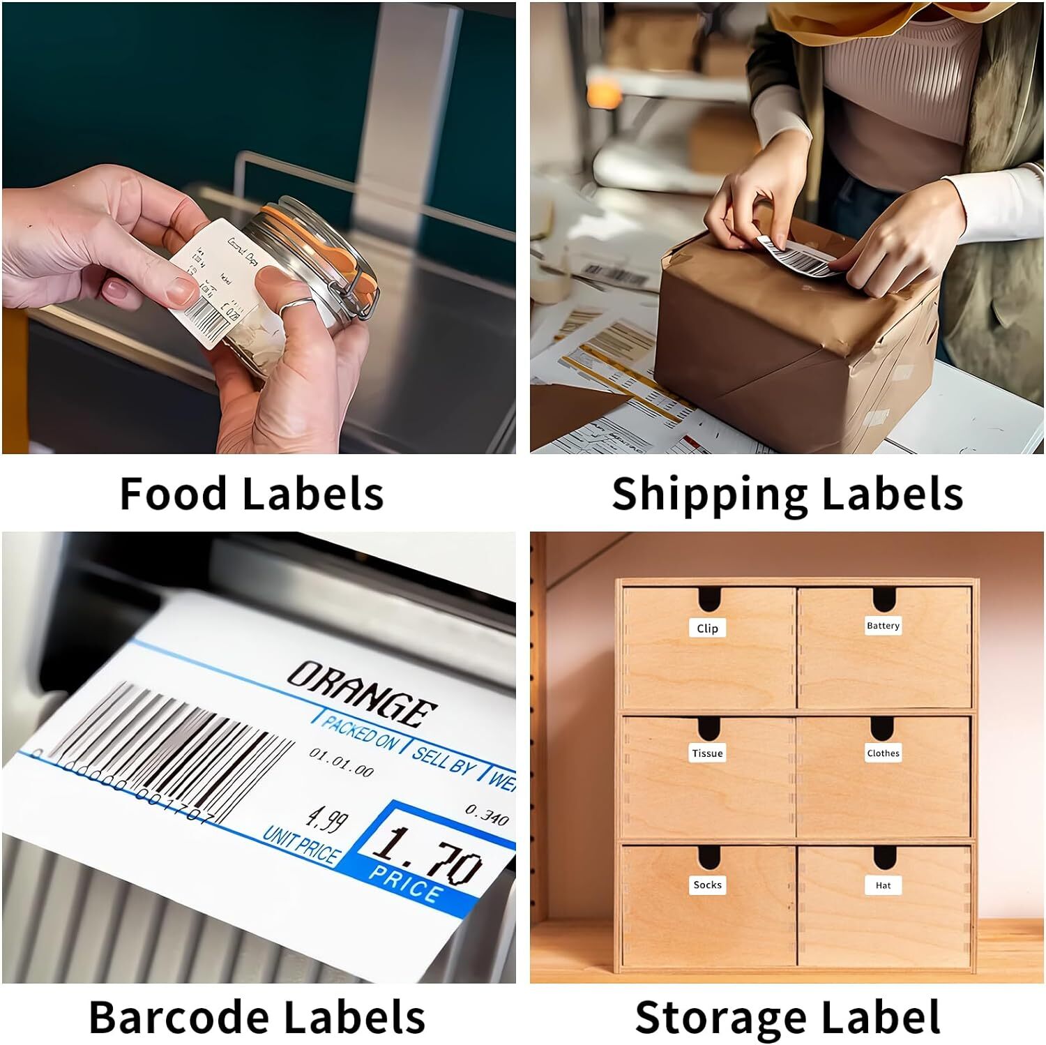 6 Rolls 2.25″ x 1.25″ Direct Thermal Shipping Barcode Labels 1000/Roll for Zebra