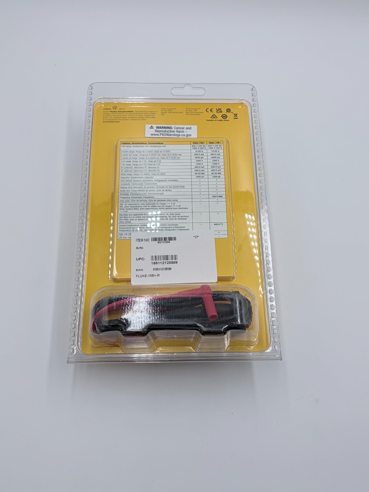 Fluke 15B+ CAT III 600V Digital Multimeter Brand New #8589