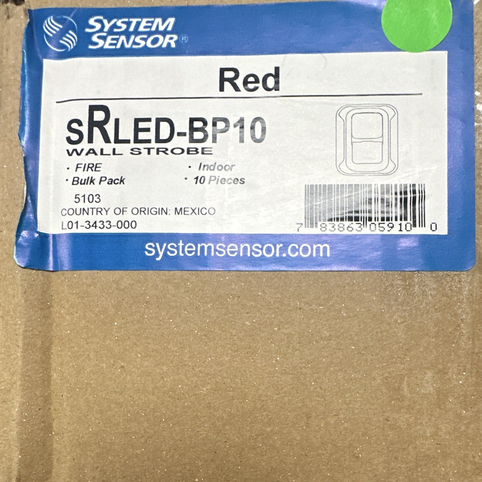 System Sensor SRLED-BP10 Red Wall Strobe Bulk Pack 10 Pieces