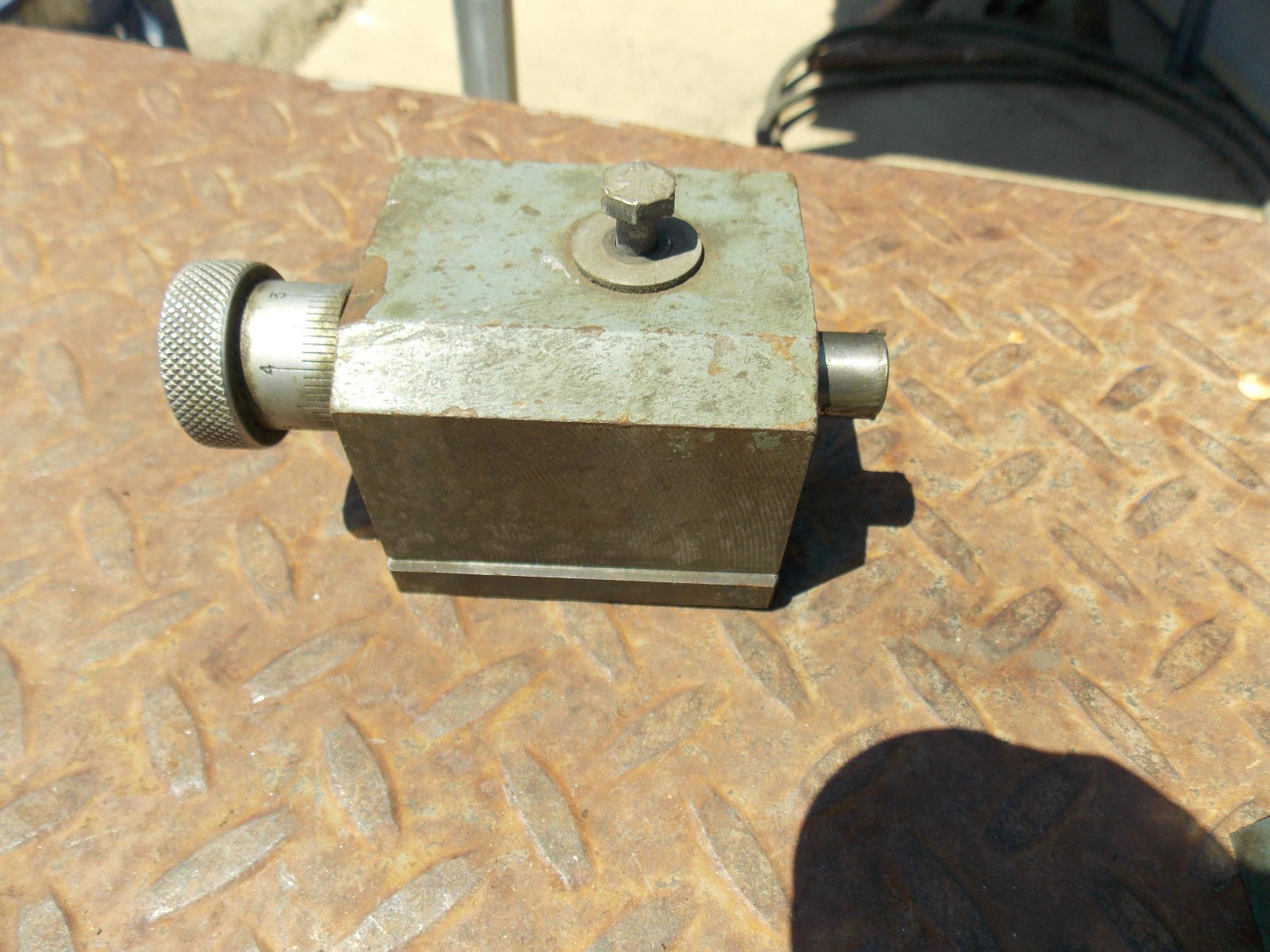 LATHE CARRIAGE STOP WITH MICROMETER large lathe brand unknown MAYBE GRIZZLY
