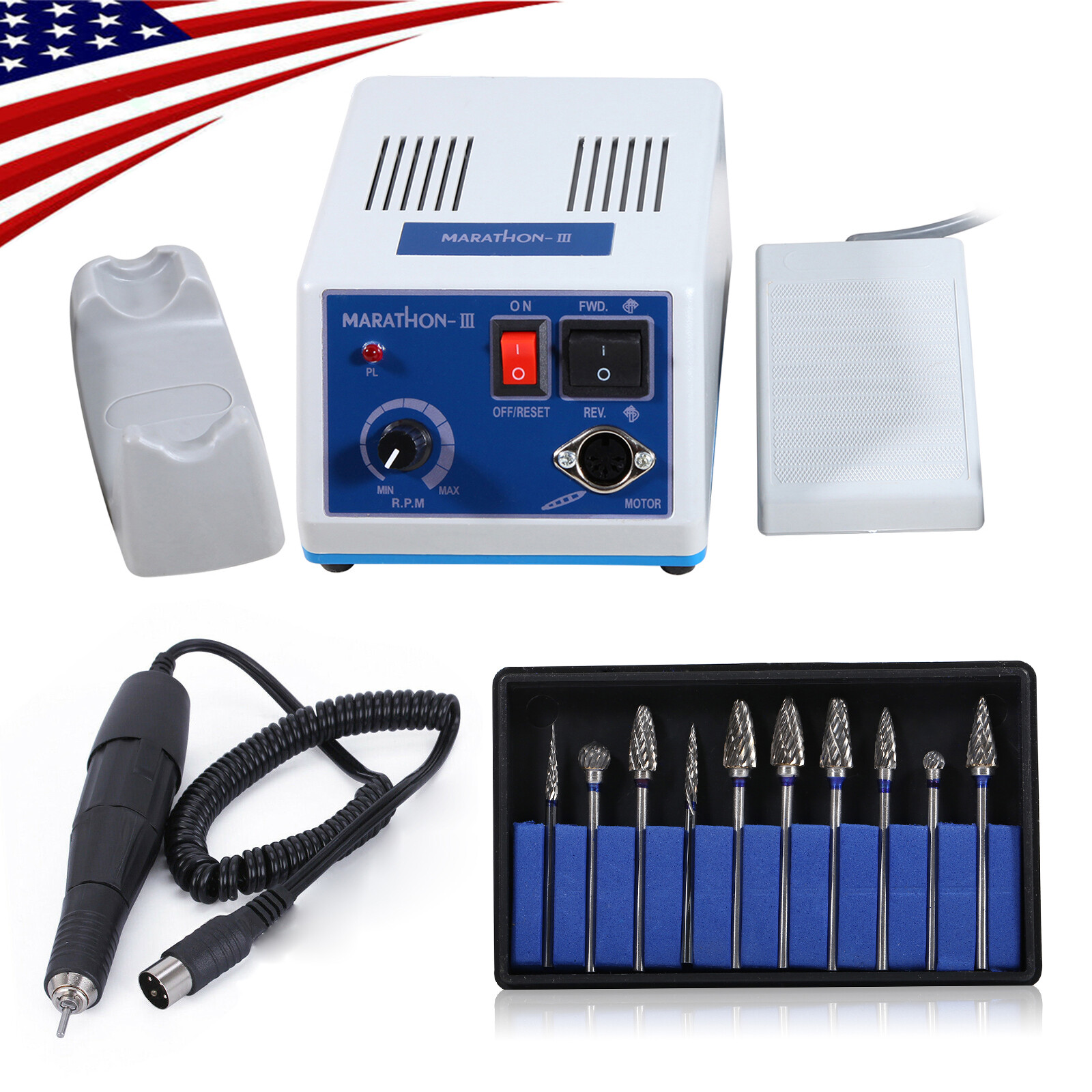 Dental Lab Electric Micromotor Polishing Unit/35K rpm Handpiece fit for Marathon