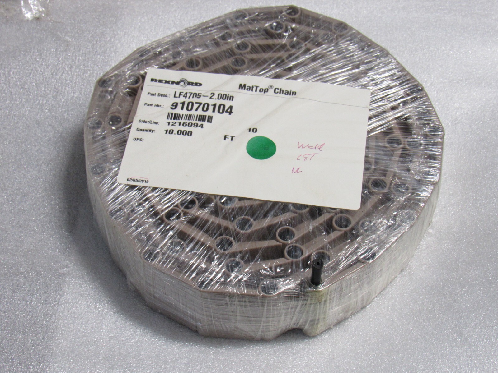 NEW REXNORD MAT TOP CHAIN LF4705-2.00IN 91070104 2″W 10FT