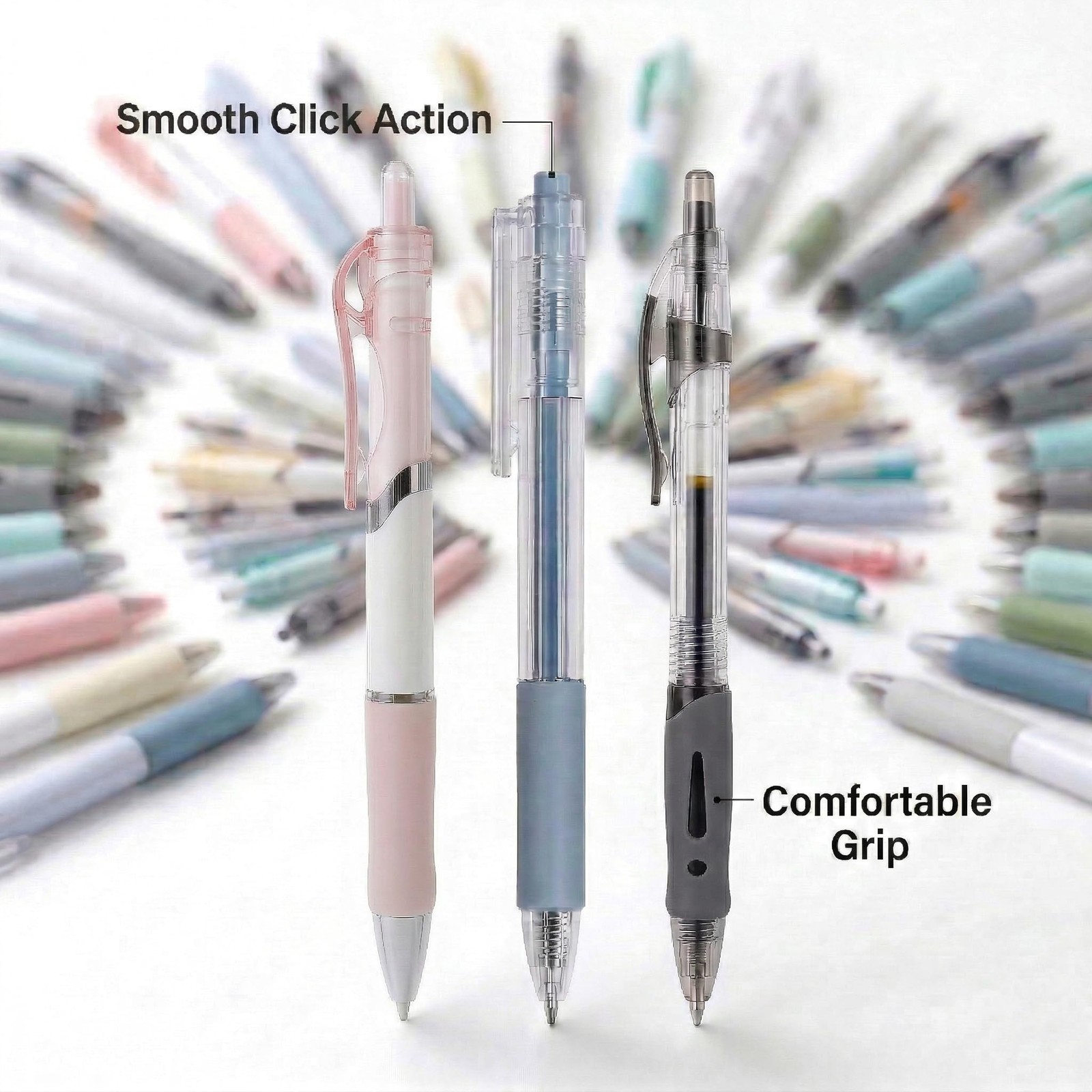 100 PCS Retractable Black Gel Ink Pens Bulk Office School Supplies