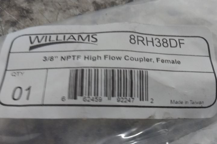 Williams 8RH38DF 5 Pk 3/8 In NPTF High Flow Coupler