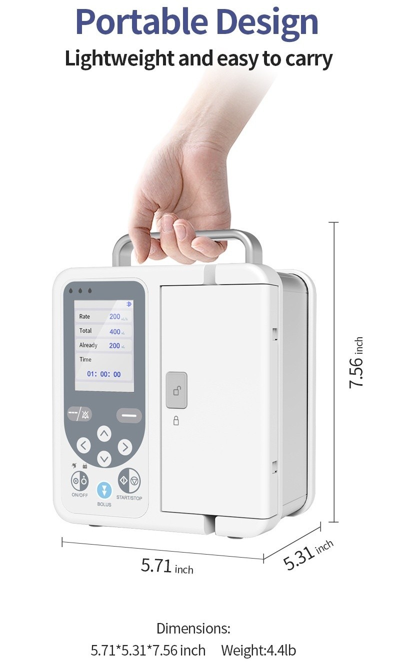 High-Precision Electric Infusion Pump 0.1-1800ml/h Adjustable Class II Type IPX