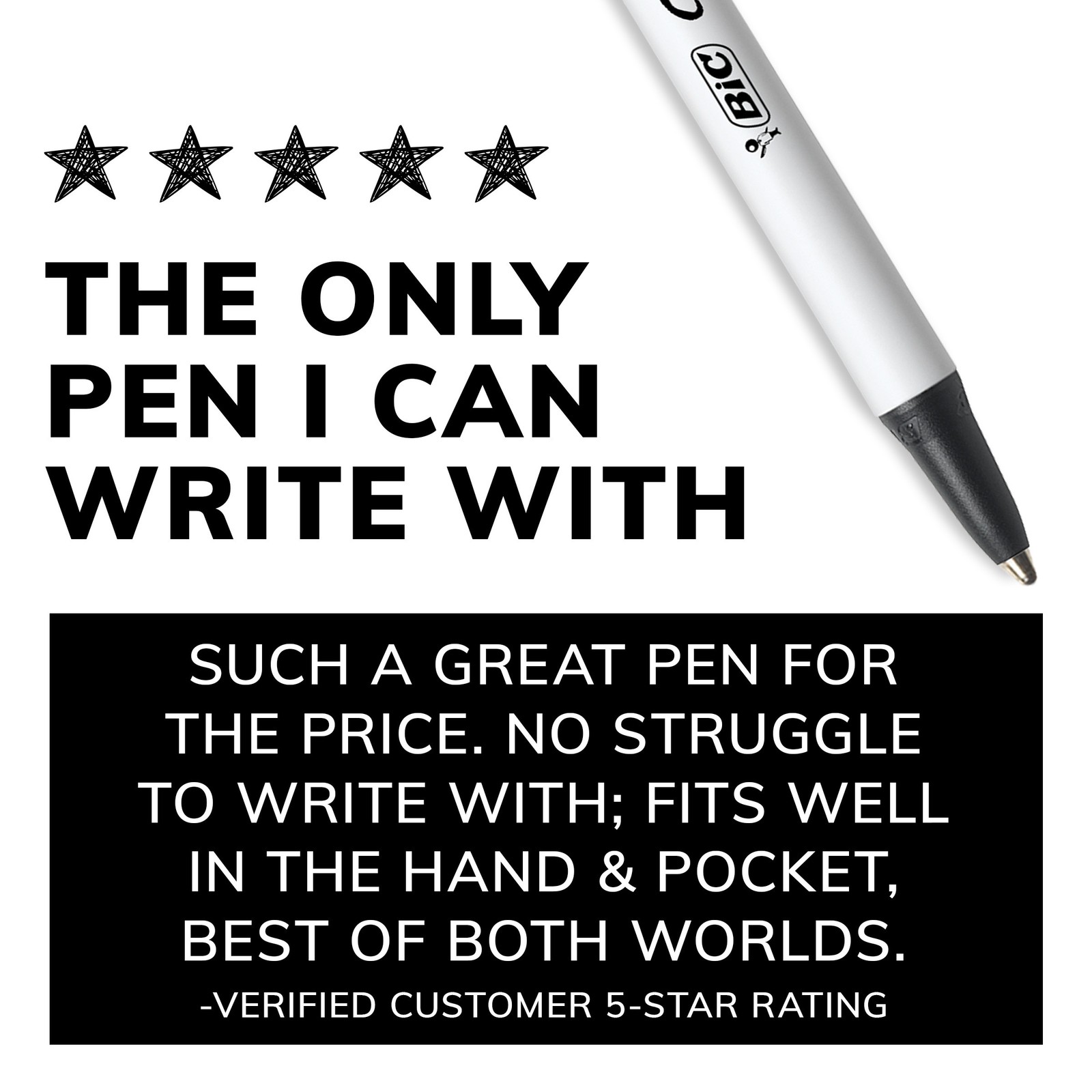 BIC Clic Stic Black Ballpoint Pens, Medium Point (1.0mm), 24-Count