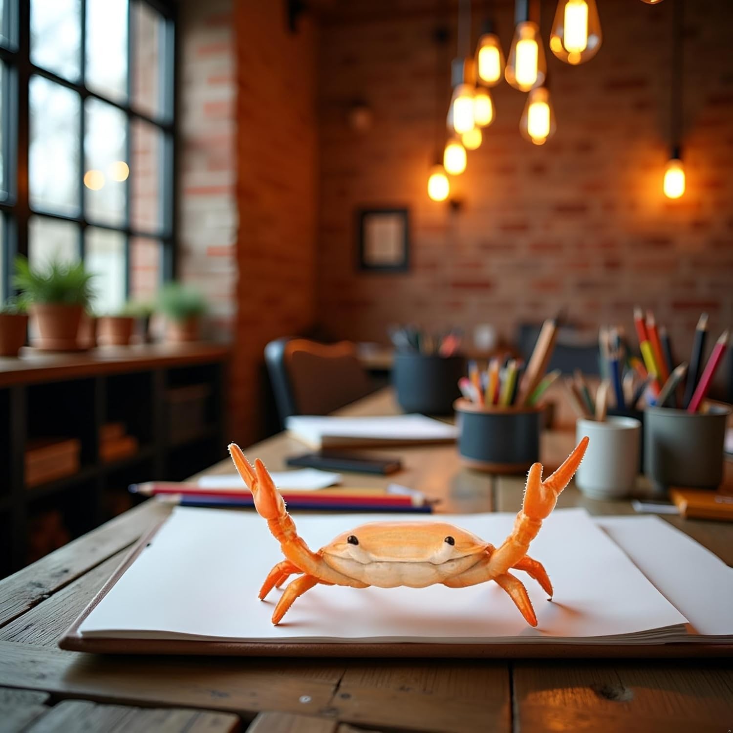 Calsgkspray 2Pcs Creative Crab Pen Holder Weightlifting Crabs Orange
