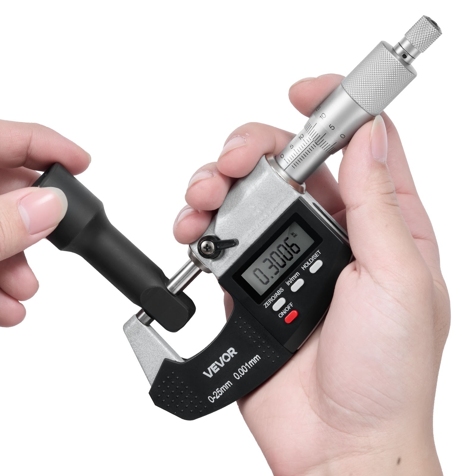 VEVOR Digital Outside Micrometer 0-1in Range 0.00005in Resolution LCD Screen