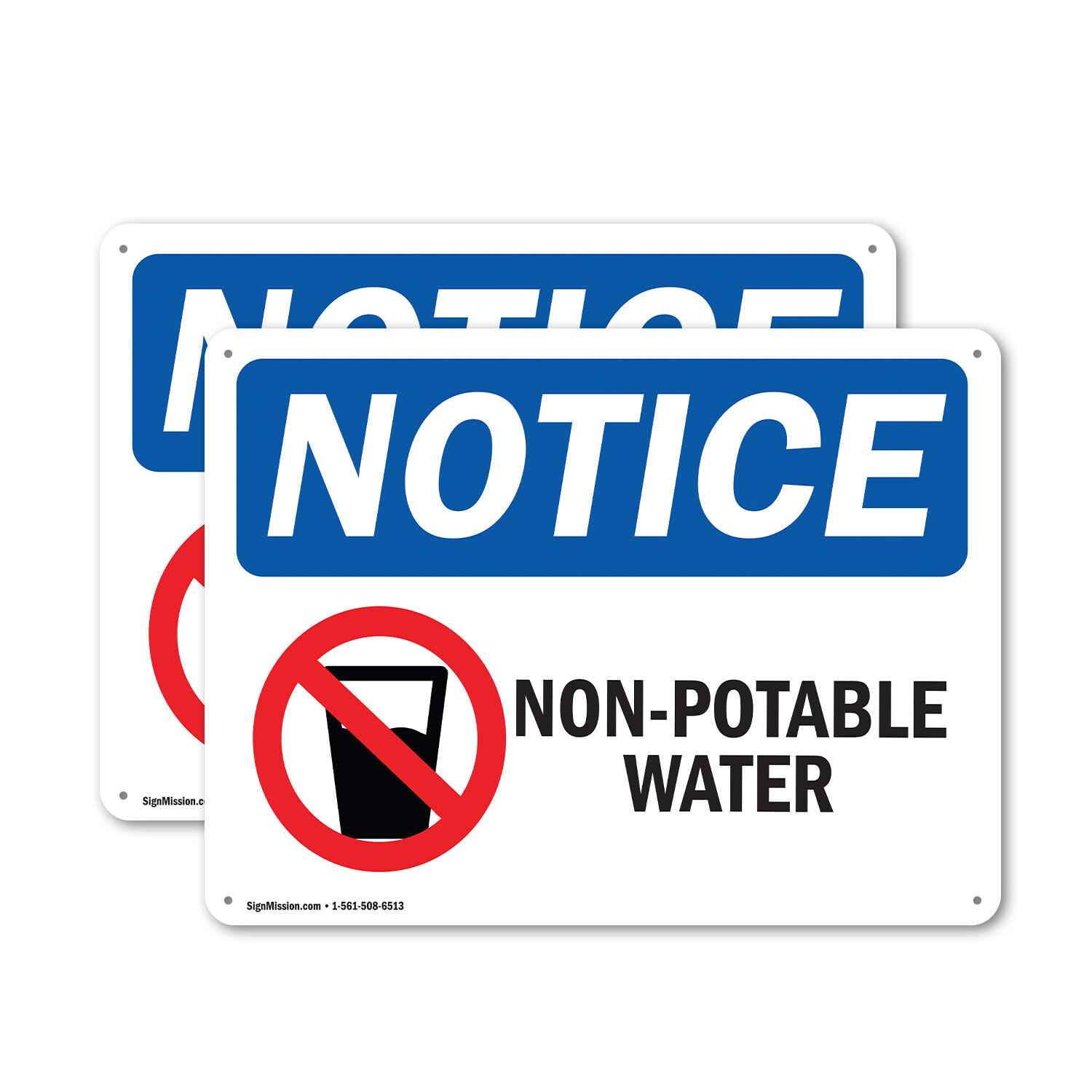 (2 Pack) Non-Potable Water OSHA Notice Sign Decal Metal Plastic