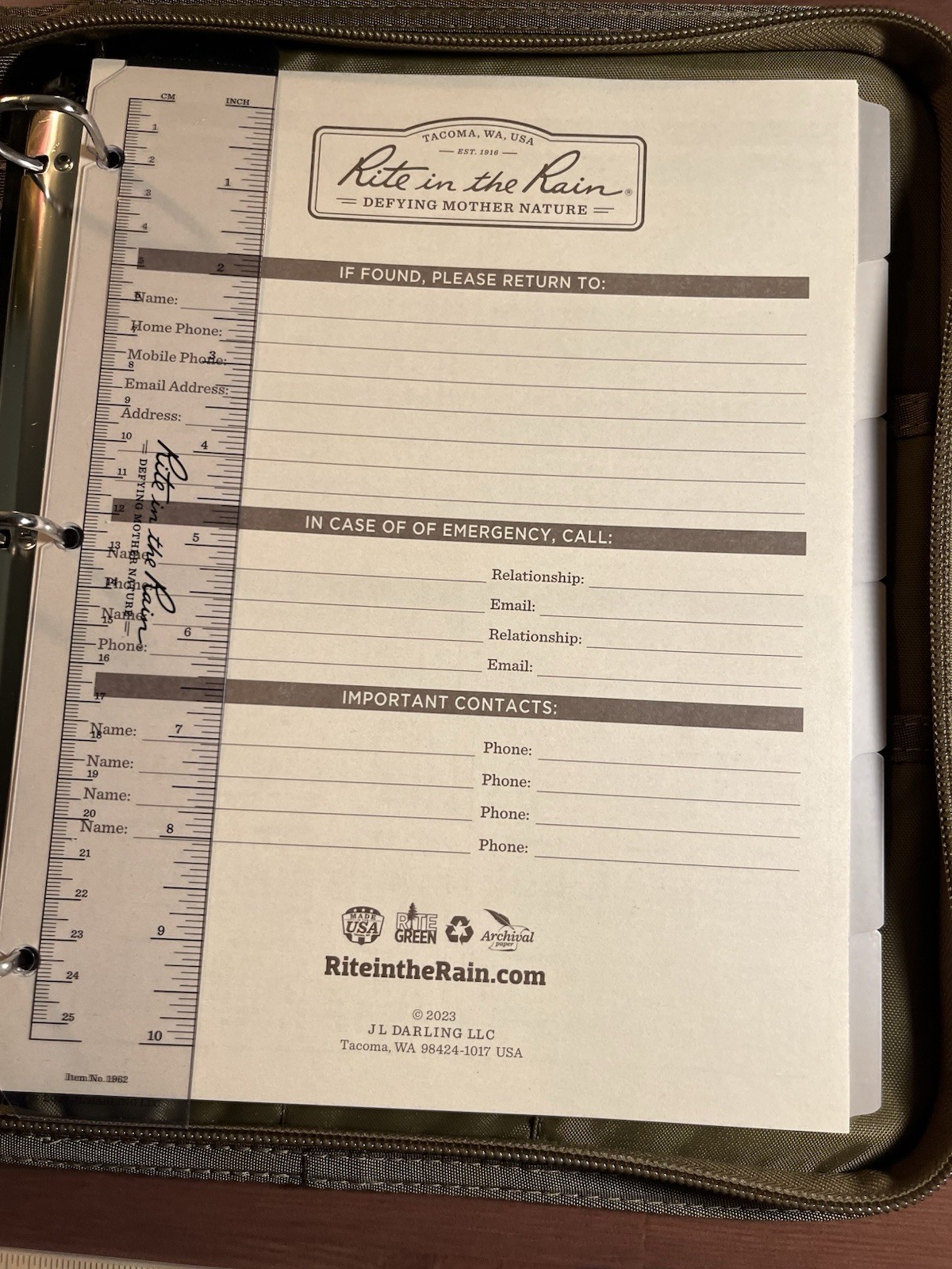 Rite In The Rain C9250T Planner With Pen And 2 Notebooks