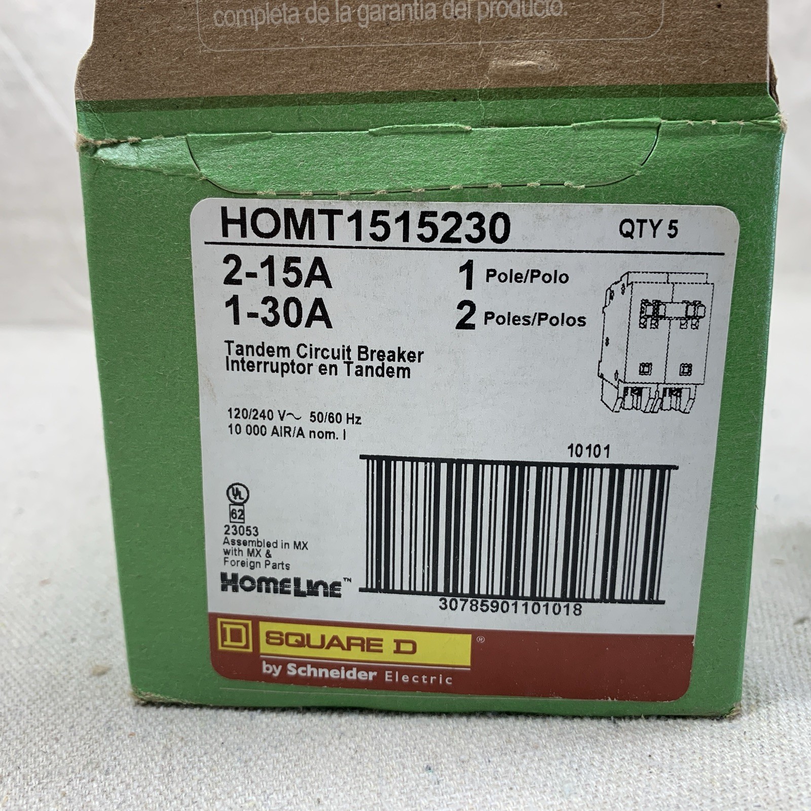 Square D HOMT1515230 One 2-Pole 30 Amp Two 1-Pole 15Amp 120 Volt Circuit Breaker