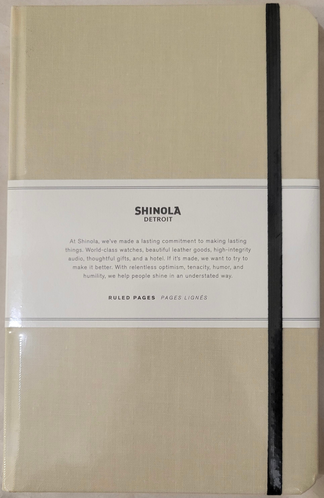 Shinola Detroit Medium Hard Linen Ruled Journal Cream 5.25×8.25 192 Ruled Pages