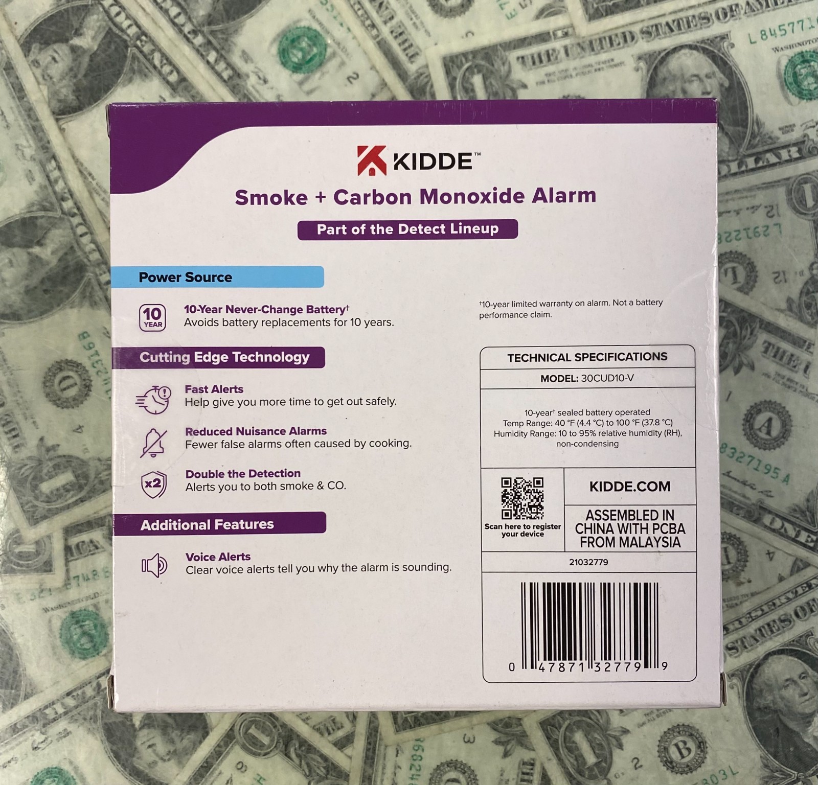 Kidde Detect 30CUD10-V Smoke + Carbon Monoxide Alarm – 10Yr Battery Voice